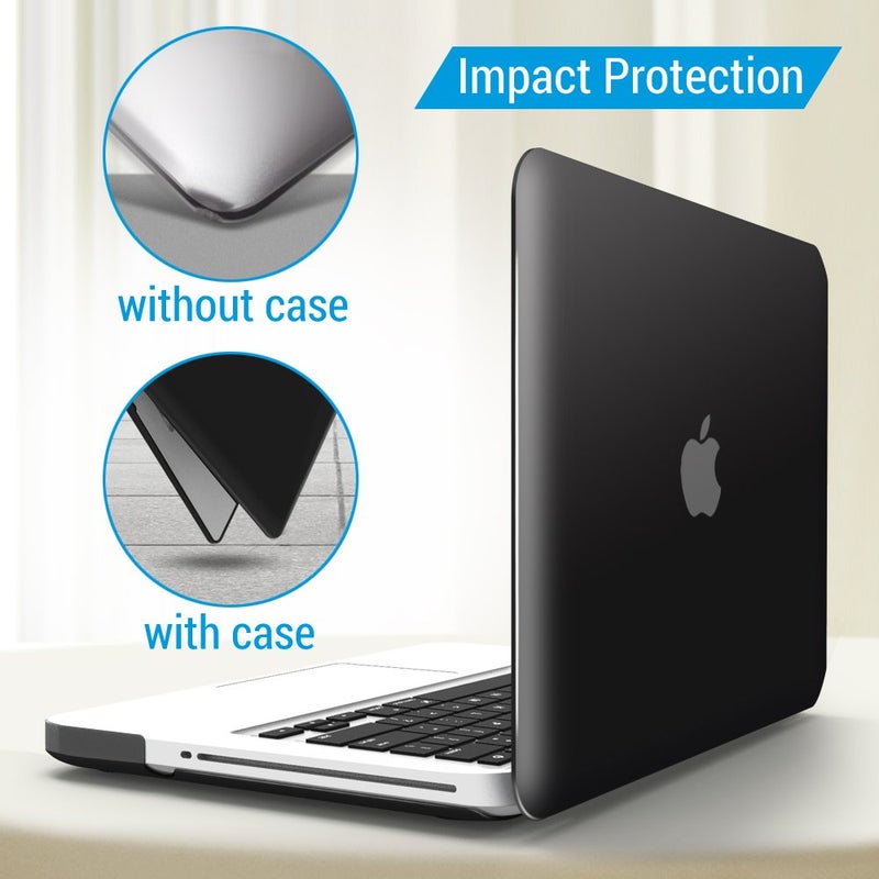 IBENZER Compatible with MacBook Pro 13 Inch case A1278 Release 2012-2008  Plastic Hard Shell Case with Keyboard & Screen Cover for Apple Old Version Mac Pro 13 with CD-ROM  Black  P13BK+2A - Image 4